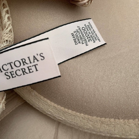 Victorias Secret Bra Push Up Womens 32DDD Nude Lined Demi Dream Angels Lace - Picture 4 of 4